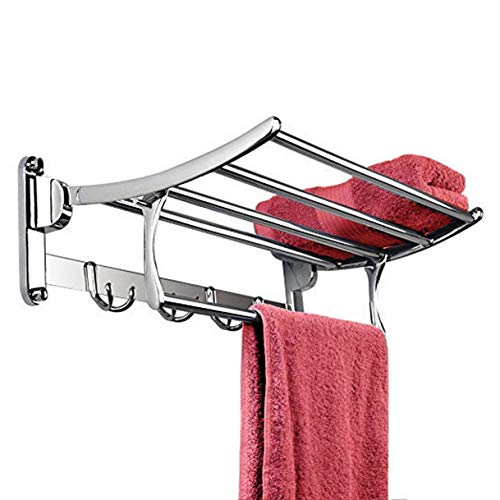 Plantex Gold Stainless Steel Folding Towel Hanger Stand/Towel Rack for Bathroom (24 Inch-Chrome Finish)