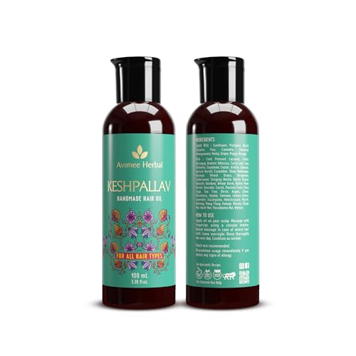 Avimee Herbal Keshpallav Hair Oil For Men & Women | For Healthy & Nourished Hair | With Rosemary, Castor, Amla, Brahmi and Bhringraj Oil | Mineral Oil Free | 100 ml