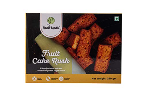 The Flavour Republic Fruit Cake Rusk - 500 Gms(Combo Pack 2 * 250 Gms) Pure Vegetarian Premium Fruit Cake Rusk || Handmade Crispy & Delicious Cake Rusk