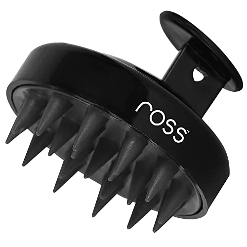 Ross Round Hair Scalp Manual Massager Shampoo Hair Brush, Super Soft Bristles for Exfoliating, Anti-Dandruff (Black)