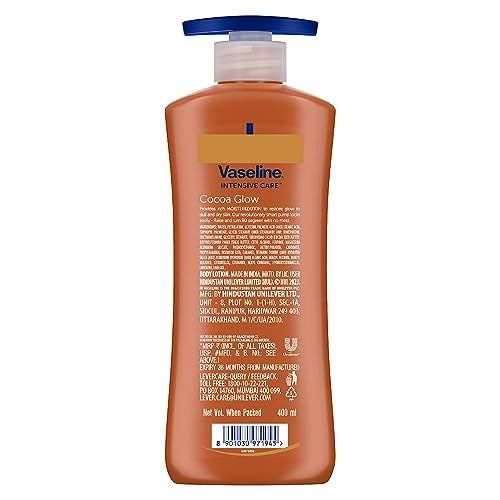 Vaseline Intensive Care Cocoa Glow Body Lotion, 48hr nourishing lotion with 100% Cocoa And Shea Butter, Restores Glow, 400 ml