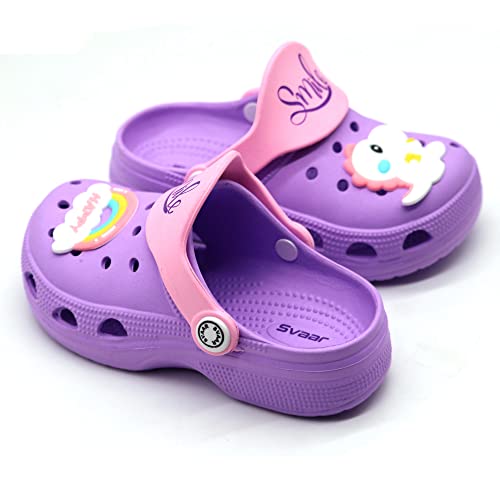 SVAAR Attractive Clog Shoes for Boys & Girls || Indoor & Outdoor Sandals Clogs for Kids Lavender