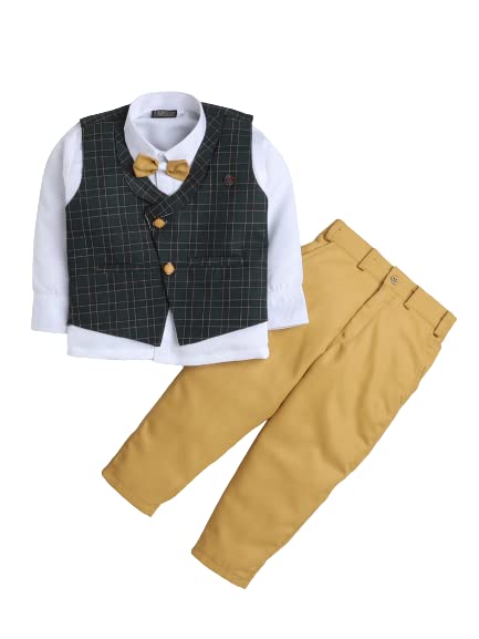 FOURFOLDS Boy's 3-Piece Suit (FC077, Mustard, 3)