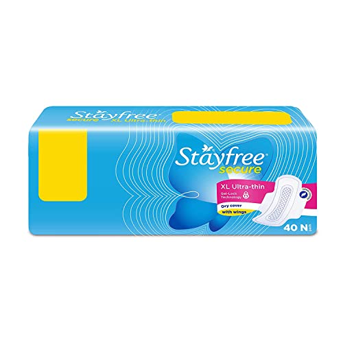 Stayfree Secure XL (Pack of 40) Ultra Thin Dry Cover Sanitary Pads For Women With Wings