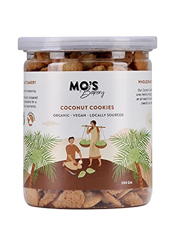 Mo's Coconut Cookies, 200 G| Organic & Vegan | Tasty and Nutritious cookies |100% Natural & Preservatives Free