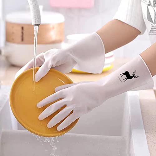 wolpin Hand Gloves for Dishwashing Skin-friendly Reusable Cleaning, Gardening | Anti-slip Kitchen Cleaning | Pet Grooming | Car Washing | Bathroom Cleaning | (Pack of 1 Pair, M, Polyvinyl Chloride)