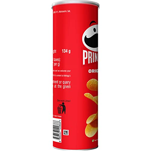 Pringles Original | Potato Chips | Classic Salted Potato Chips | Crispy Snack | Crunchy Snack for Movies, Games & More | On-the-Go Can | 134g