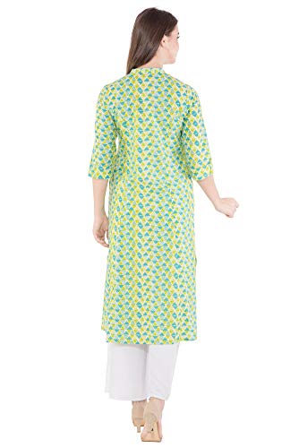 Amayra Women's Cotton A-Line Kurti (Green, Medium)