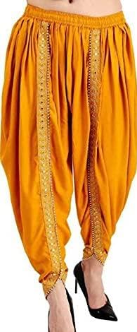 Kanna Fabric Ethnic Bottom Wear Loose fit Cotton Dhoti Salwar for Womens and Girls -Dark Mustard(Free Size)