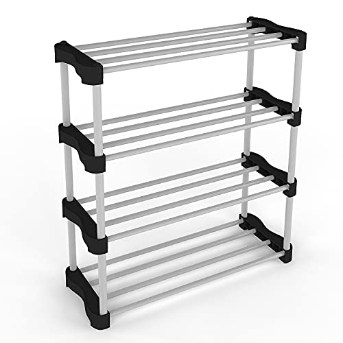 TNT THE NEXT TREND 4 Shelves Cady Premium Metal Stackable and Durable, Easy to Assemble, Space Saving Rack (Black)