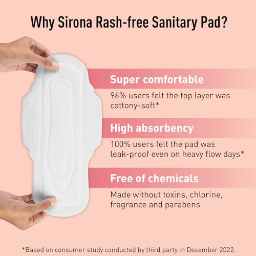 Sirona Max Sanitary Pads for Women | XL Plus (Pack of 30 Pads) | 100% Rash Free & Toxic-Free | Organic Cotton Sanitary Pad | Up to 0% Leakage, Comfortable & High Absorbency