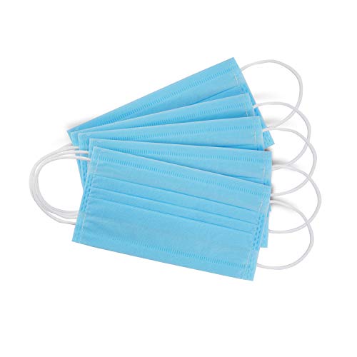 ASGARD Melt-Blown Fabric Disposable Face Mask with Nose Clip (Blue, Pack of 100) for Unisex