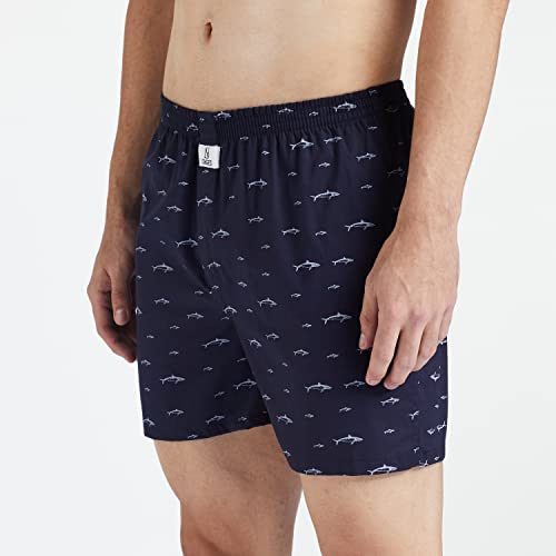 Longies Men's Cotton Boxer Shorts (Pack of 3) (LGBOXPO3376/S_Blue,Navy,Cream_S)