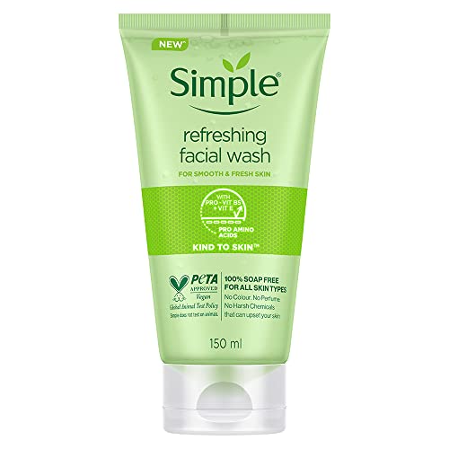 Simple Kind To Skin Refreshing Facewash, 150ml | Mild Face Wash With No Harsh Chemicals, Soap & Paraben Free | Gentle Cleanser For Sensitive Skin