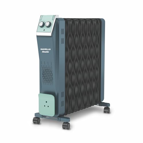 Havells Hestio 13 Wave Fin OFR 2900 Watt with 3 Heat Setting "1000W/1500W/2500W" & PTC Heater 400W (Blue & Black)