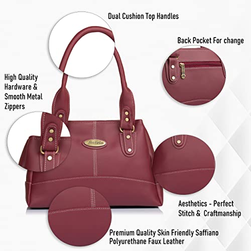 Fostelo Women's Catlin Faux Leather Handbag (Maroon) (Large)