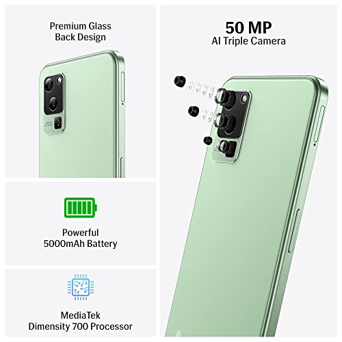 Lava Blaze 5G (Glass Green, 4GB RAM, UFS 2.2 128GB Storage) | 5G Ready | 50MP AI Triple Camera | Upto 7GB Expandable RAM | Charger Included | Clean Android (No Bloatware)