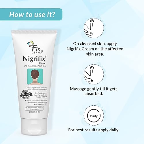 Fixderma Nigrifix Cream for Acanthosis Nigricans with Lactic Acid | Dermatologist Tested Retinol Cream | For Dark Body Parts like Neck, Ankles, Knuckles, Armpits, Thighs & Elbows | Exfoliant - 50g