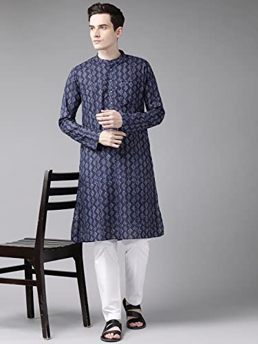 SEE DESIGN Men's Cotton Kurta Pyjama Blue 2Xl