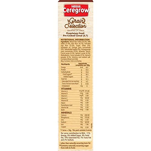 NESTLÉ CEREGROW Grain Selection with Nutri-cereal Ragi, Mixed Fruit & Ghee| Tasty & Nutritious| Inspired by popular MILLET recipes| 14 Vitamins & Minerals |No Added Colors or Flavors|300g