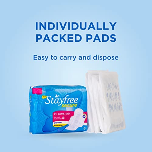 Stayfree Secure XL (Pack of 40) Ultra Thin Dry Cover Sanitary Pads For Women With Wings