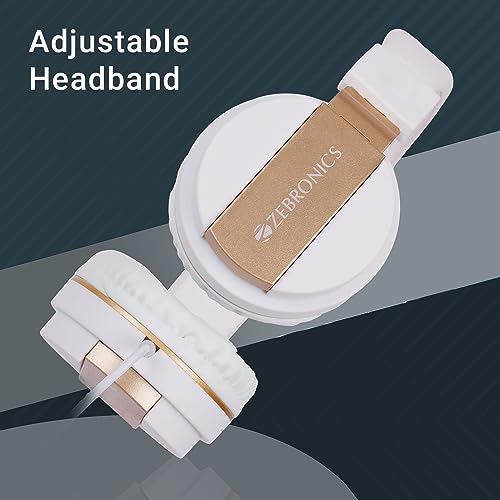 Zebronics Newly Launched Storm Wired On Ear Headphone with 3.5mm Jack, Built-in Microphone for Calling,1.5 Meter Cable, Soft Ear Cushion, Adjustable Headband,Foldable Ear Cups(White)