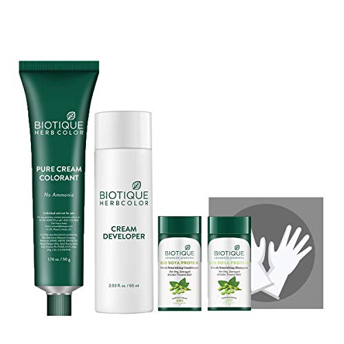 Biotique Herbcolor Conditioning Hair Colour l Ammonia Free Hair Color l 9 Organic Herbal Extracts l Natural and Healthy Shine l 50g + 110ml| Natural Black 1N (Pack of 1)