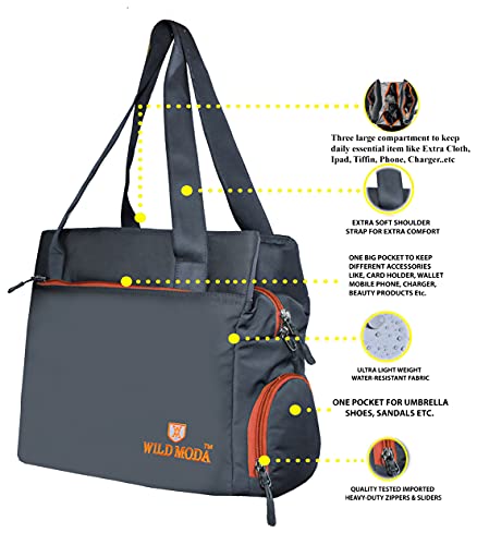 WILD MODA Women's Shoulder Bag, Set of 1 (Grey & Orange)