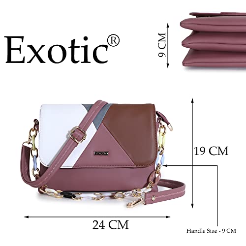 EXOTIC Color block Sling Bag for Girls/Women (Peach)