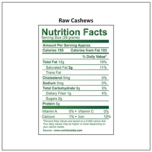 WONDERLAND FOODS Whole Raw Cashew (Kaju) W400-Grade 1Kg (500g X 2 Jar)