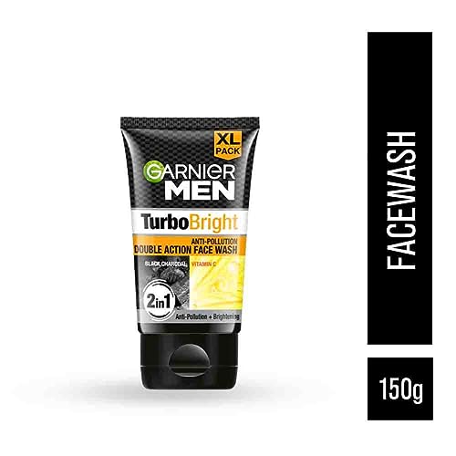 Garnier Men, Face Wash, Brightening & Anti-Pollution, TurboBright Double Action, 150 g