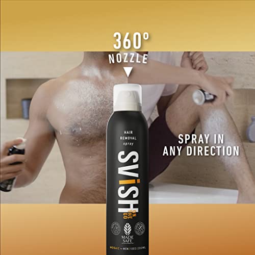 Svish On The Go Hair Removal Spray for Men Pack of 1 (200ml)|Made Safe Certified|Painless Body Hair Removal Cream Spray For Back, Chest, Under Arms & Intimate Areas etc|Post Hair Removal Cream (25gm)…