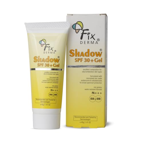 Fixderma Shadow Sunscreen SPF 30+ Gel | Sunscreen for Oily Skin | Sun Screen Protector SPF 30 | Sunscreen for Body & Face | Broad Spectrum Sunscreen for UVA & UVB Protection | Sunscreen for Women & Men | Non Greasy & Water Resistant - 40gm