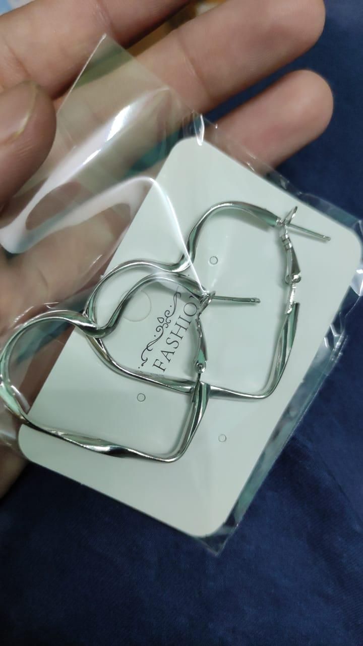 Damla New Korean Design Silver Plated Trendy Hollow Heart Statement Hoop Earrings Jewelry