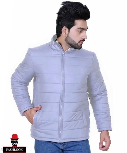 Men's Solid Polyester Puffer Jacket