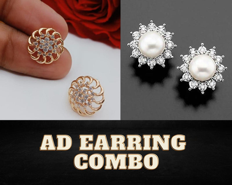 Trendy Gold & Silver Plated Stones Earring (Combo)