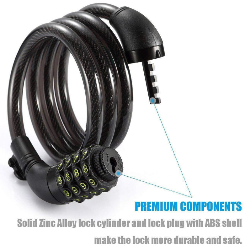 Bike Oil Rubbed Finish Lock Keyless with 4 Feet Cable