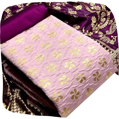 EthnicJunction Women's Banarasi Silk Unstitched Salwar Suit Dress Material Material With Dupatta (EJ4028-8007-Pushpa-Purple_Purple)