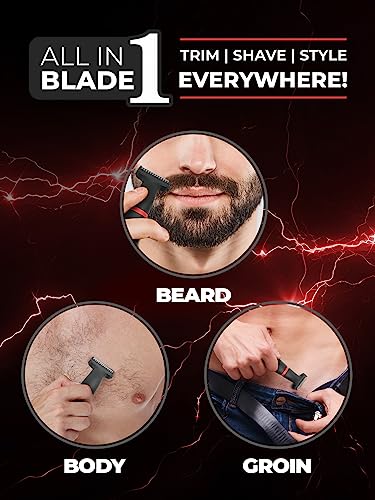 Beardo Multipurpose I Blade Trimmer & Shaver for Beard, Body and Groin for Beard, Hair, Groin | One Blade Trimmer With 4 Trimming Combs | 90 min. Run Time USB TYPE C Charging Powerful Li+ battery| Shaver For Men, Black