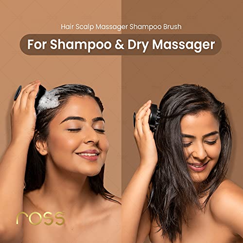 Ross Round Hair Scalp Manual Massager Shampoo Hair Brush, Super Soft Bristles for Exfoliating, Anti-Dandruff (Black)