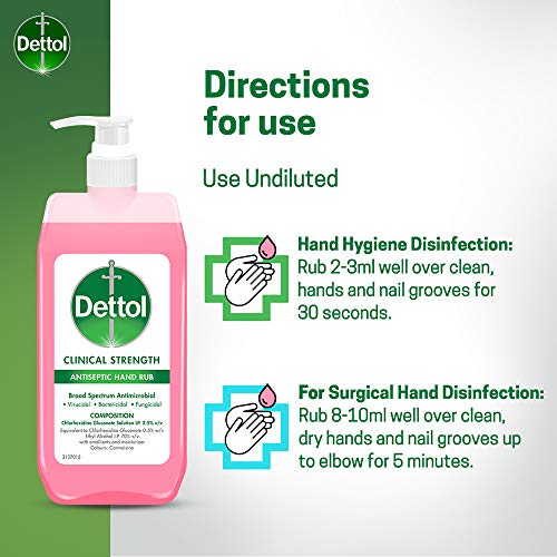 Dettol Clinical Strength Hand Sanitizer Liquid, 500ml | 70% Alcohol, Kills 99.99% Germs