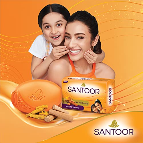 Santoor Sandal & Turmeric Soap for Total Skin Care, 150g (Pack of 4)