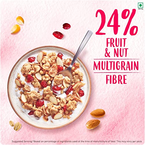 Kellogg's Crunchy Granola Almonds & Cranberries 460g | 24% Fruit & Nut, Baked Multigrain | Whole-grain Oats, Wheat, Corn, Rice and Barley, Source of Fibre | Breakfast Cereal