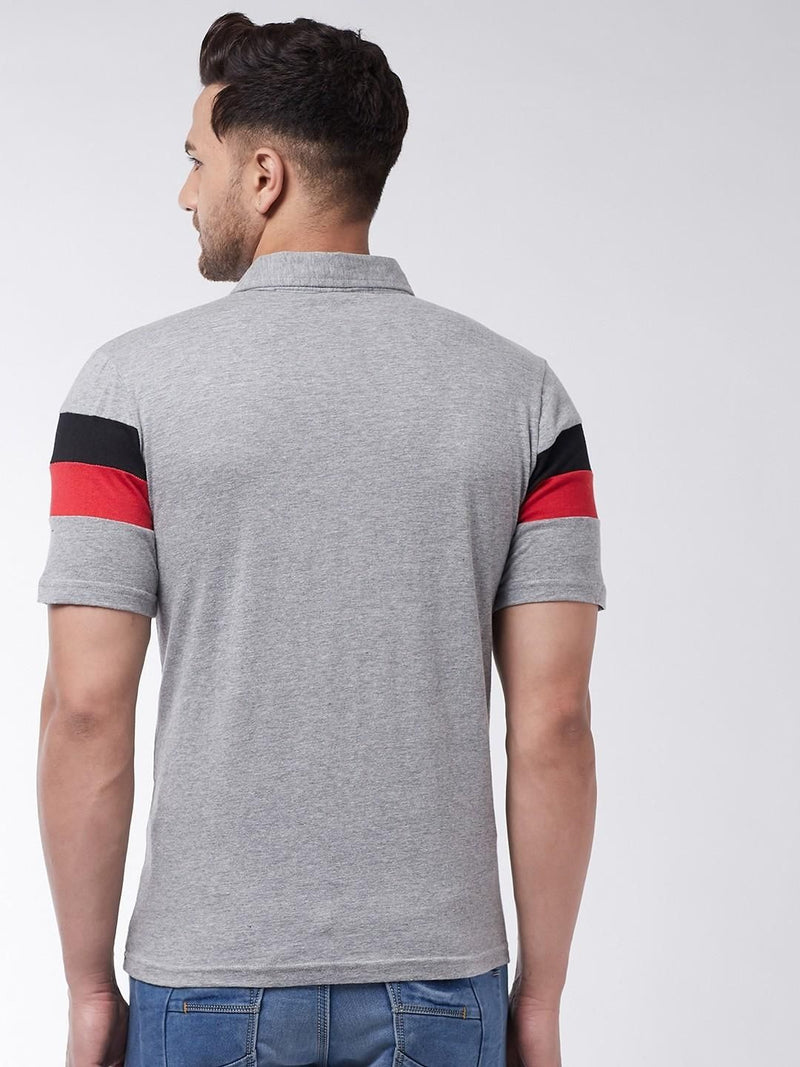 Gritstones Cotton Blend Color Block Half Sleeve  Polo Neck , Mens T-shirt