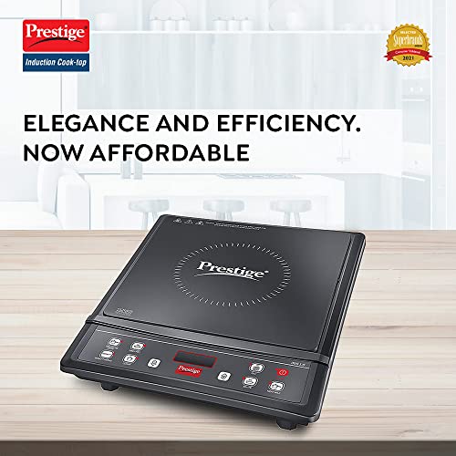 Prestige IRIS ECO 1200 W Induction Cooktop with automatic voltage regulator |Indian Menu option|Power Saver|Timer with User Pre-Set|1 year warranty|Black