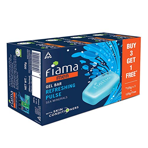 Fiama Men Refreshing Pulse Gel Bar, With Sea Minerals & Skin Conditioners - 125g (Buy 3 Get 1 Free)