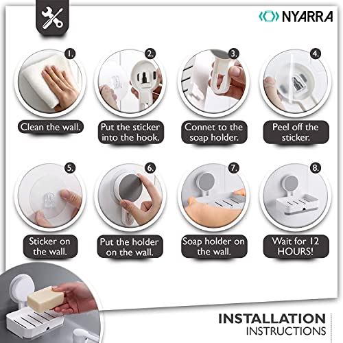 Nyarra Soap Holder for Bathroom, Non-Drill Wall Mount Magic Sticker Self Adhesive Soap Stand for Bathroom with Removable Drain Tray [NR-1348] acrylonitrile butadiene styrene abs