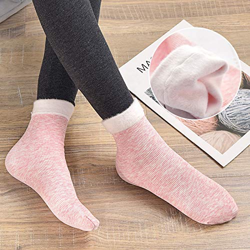 WKLOUYHE 4 Pairs Womens Winter Warm Thick Snow Socks Thermal Wool Flannel Boots Floor Sox Vintage Crew Socks For Cold Weather_Free Size