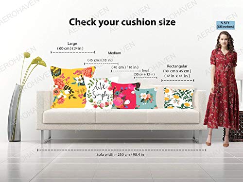AEROHAVEN Premium Set of 5 Geometric Digital Printed Hand Stitched Throw Pillow/Cushion Covers - (Off-White, 16 x 16 Inch)