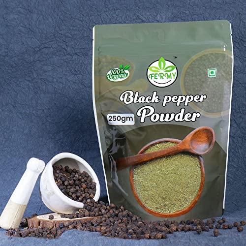 FERMY Black Pepper Powder Fresh Ground/Kali Mirch, Black Pepper (250g) Organic Black Pepper